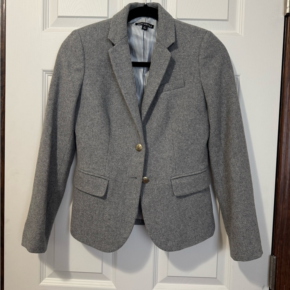 J. Crew Gray Slim Fit Blazer with Notched Lapels